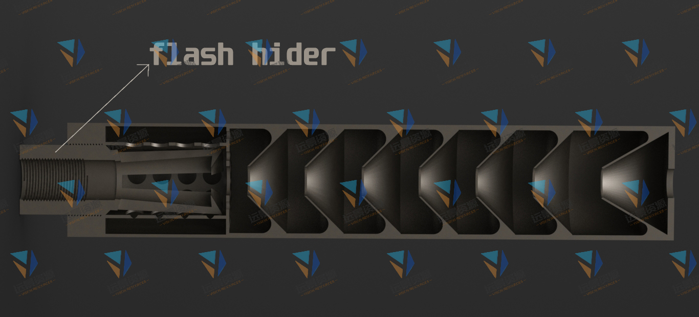 9毫米消声器和闪光掩蔽器